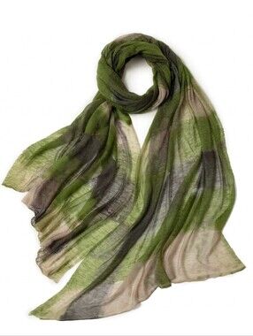 NWT Featherlight Green Gray 100% Cashmere Scarf Wrap $285